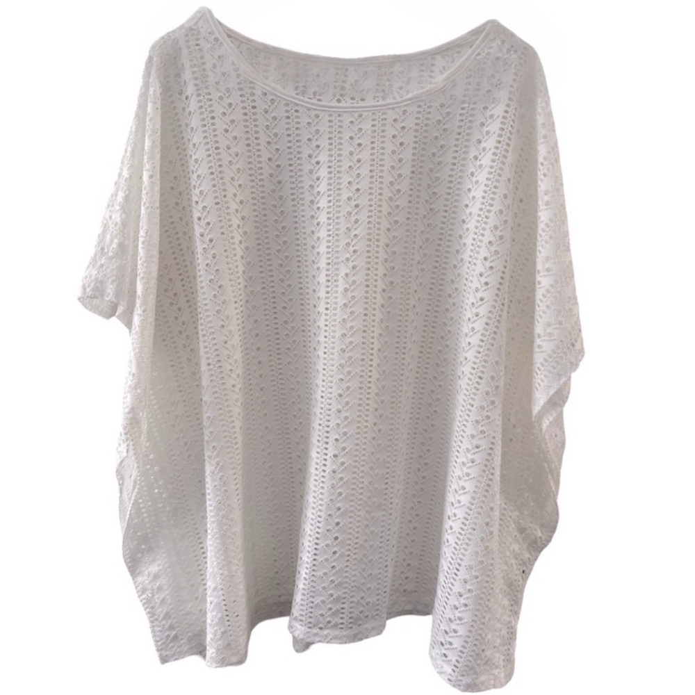 Women’s White Swim Batwing Cover Up Top